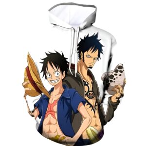 Sweat Luffy et Law motif Alliance Heart Pirates One Piece