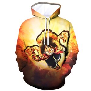 Sweat à capuche One Piece avec design Luffy Roi des Pirates, impression FLEX polyester lycra