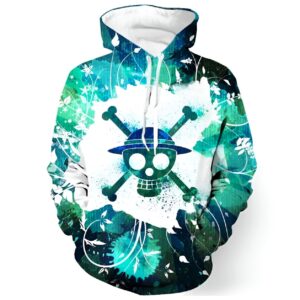 Sweat hoodie One Piece avec Jolly Roger Luffy, impression FLEX, design aventure pirate Mugiwara