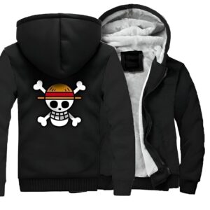 Sweat zippé avec emblème Chapeaux de Paille Mugiwara impression 3D One Piece