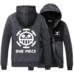 Sweat zippé polaire Mugiwara One Piece, logo équipage Chapeau de Paille, polyester doux, capuche