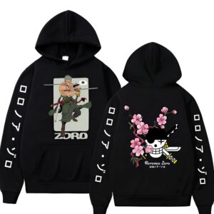 Sweat a capuche Roronoa Zoro en polyester avec impression 3D inspiree One Piece