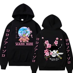 Sweat capuche Zoro inspire arc Wano Kuni en polyester impression digitale