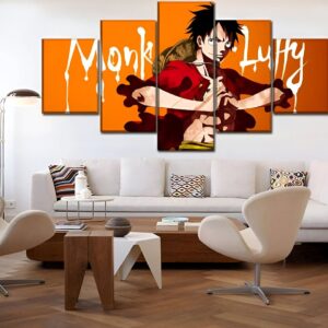 Tableau 5 panneaux Monkey D Luffy Grand Line One Piece