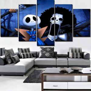 Tableau canvas 5 panneaux one piece avec Brook et Jack impression haute definition