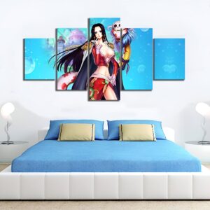 Tableau mural Boa Hancock 5 panneaux impression toile coton lin One Piece