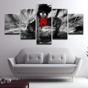 Tableau mural 5 panneaux Luffy Gear Second avec impression Canvas