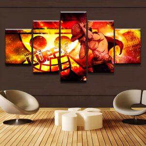 Tableau multipanel 5 panneaux de Monkey D. Luffy en toile Canvas, inspiré du capitaine des Pirates au Chapeau de Paille de l'univers One Piece