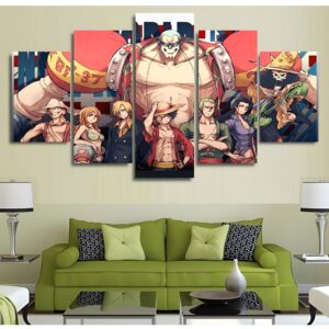 Tableau mural équipage complet Chapeau de Paille One Piece avec Luffy Zoro Nami Sanji Usopp Chopper Franky Robin Brook