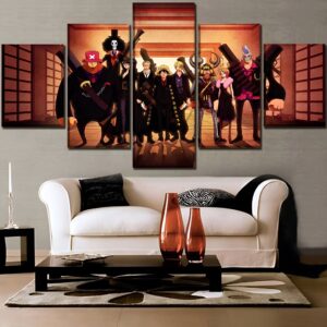 Tableau 5 panneaux style yakuza équipage mugiwara one piece crew