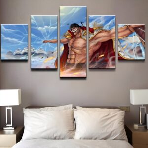 Tableau mural Barbe Blanche 5 panneaux impression coton lin One Piece
