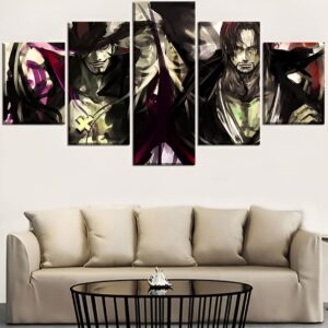 Tableau mural Shanks et Mihawk duel épique 5 pièces, One Piece