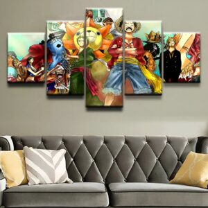 Tableau 5 panneaux Canvas équipage complet Thousand Sunny Mugiwara