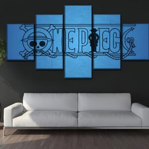 Tableau drapeau pirate Mugiwara One Piece cinq panneaux
