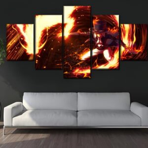Tableau mural 5 panneaux représentant Sabo avec le symbole Dragon de l'Armée Travaillé de One Piece
