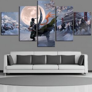 Tableau mural One Piece représentant Roronoa Zoro en 5 pièces toile coton-lin
