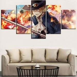 Tableau mural 5 pièces représentant Sabo, frère juré de Luffy, personnage One Piece