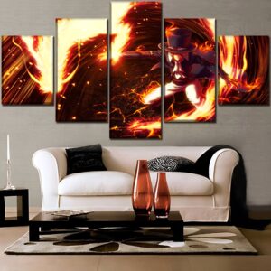 Tableau 5 panneaux Sabo Poing Ardent impression canvas dynamique