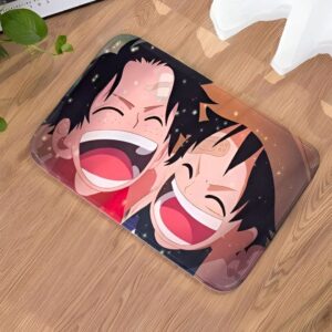 Tapis de douche antidérapant Luffy et Ace One Piece, peluche douce, dos adhérent