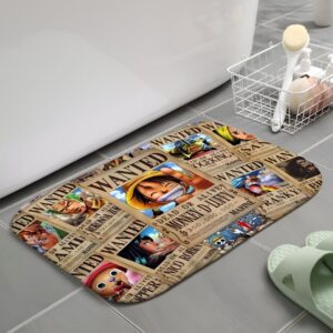 Tapis de douche aux avis de recherche des personnages Mugiwara One Piece