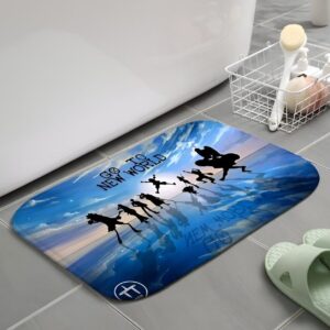 Tapis de douche design manga avec équipage Mugiwara Luffy Zoro Nami Sanji Usopp Chopper Robin Franky