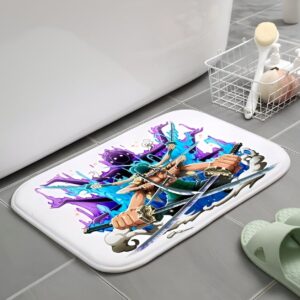 Tapis de douche One Piece design Zoro maniant le sabre Shusui, coton absorbant antidérapant
