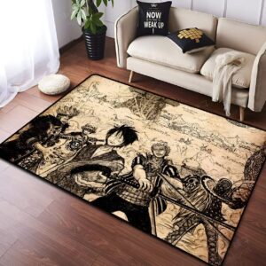 Tapis Zoro Luffy Supernova One Piece, fibres synthétiques, dos antidérapant