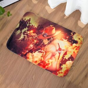 Tapis de bain Ace Flammes Ardentes motif Mera Mera no Mi One Piece 60x40 cm