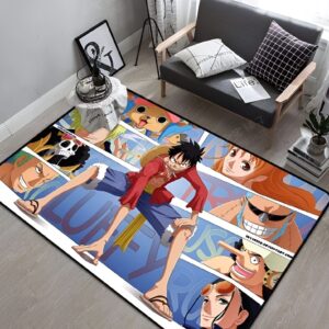 Tapis One Piece représentant l'équipage Mugiwara en matière synthétique douce