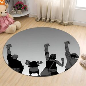 Tapis rond 100cm équipage One Piece Nakama illustration complète polyester lavable