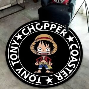 Tapis rond 100cm design Luffy Chibi adorable capitaine One Piece