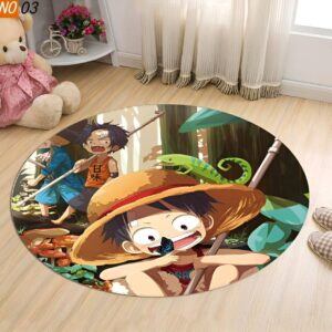 Tapis rond 100cm motif des trois frères Luffy, Ace et Sabo de One Piece