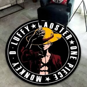 Tapis rond One Piece avec chapeau de paille Luffy et Jolly Roger
