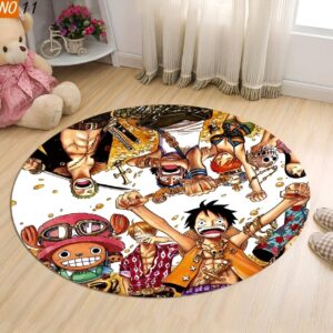 Tapis rond One Piece Nakamas avec motifs de l'équipage pour chambre enfant
