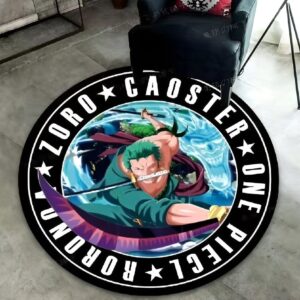 Tapis rond One Piece Roronoa Zoro trois sabres design