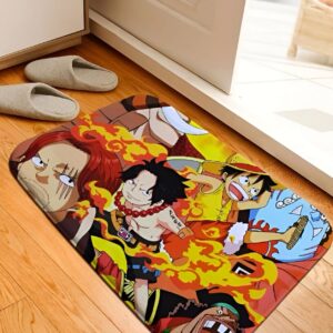 Tapis de sol avec l'équipage One Piece Luffy Ace Shanks design manga pirate