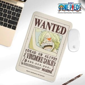 Tapis de souris avec le design de l'avis Wanted de Sanji en style manga