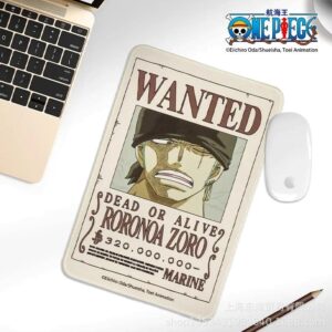 Tapis de souris avec affiche Wanted de Zoro Roronoa du manga One Piece