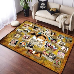 Tapis Wanted One Piece avec collection affiches de primes et dos antidérapant