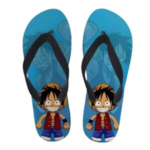 Tongs Luffy avec motif illustration pirate Chapeau de Paille One Piece