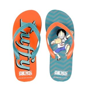 Tongs enfant avec le design de Luffy en matière synthétique légère, disponibles en plusieurs tailles