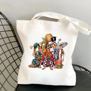 Tote bag coton 38x35 cm avec portrait de l'équipage des Mugiwara