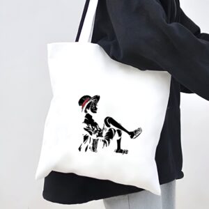 Tote bag coton avec illustration de Monkey D. Luffy accroupi