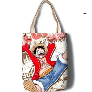 Tote bag Luffy en coton doublé motif One Piece 40x35 cm