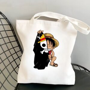 Tote bag One Piece Luffy et drapeau pirate Mugiwara en coton
