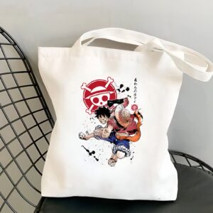 Tote bag coton 38x35 cm a l'effigie de Monkey D. Luffy, capitaine des Mugiwara