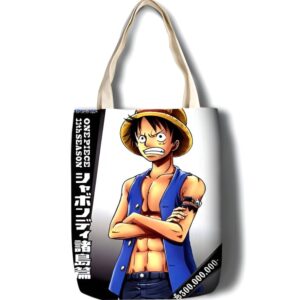 Tote bag Luffy torse nu bleu coton One Piece 40x35