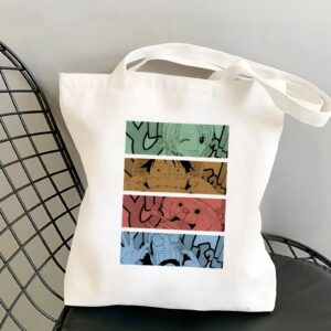 Tote bag coton 38x35 cm avec les grimaces de l'équipage des Mugiwara