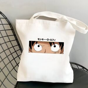 Tote bag coton 38x35 cm avec tête kawaii de Monkey D. Luffy
