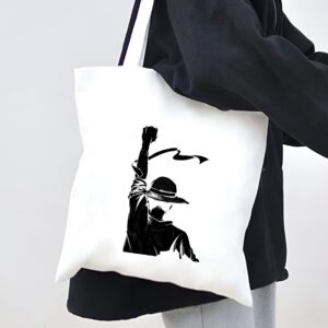 Tote bag coton One Piece Luffy poing levé Mugiwara 35x40 cm